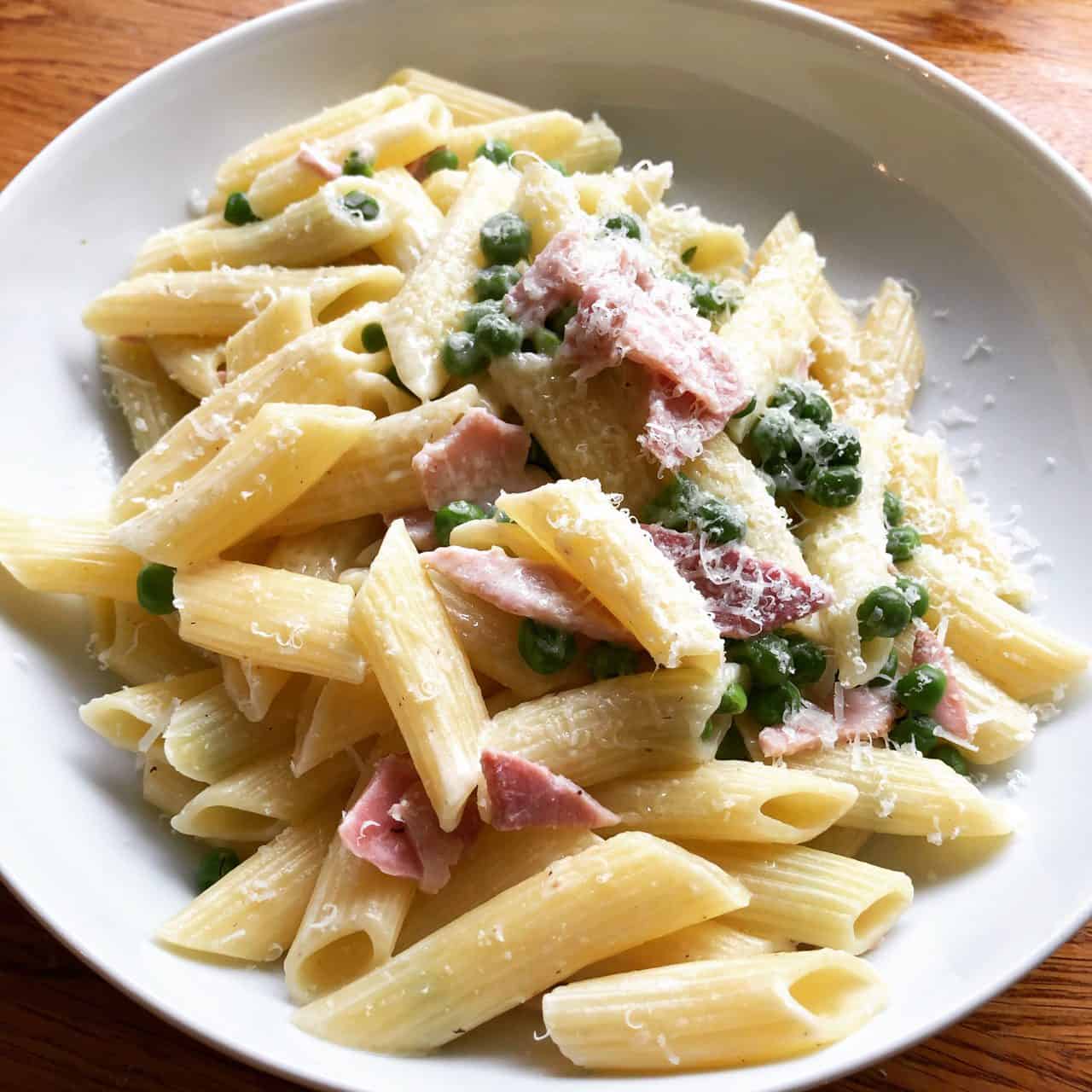 101pastas 007 Ben Watt's pea, ham and nutmeg penne Herd Gastronomy