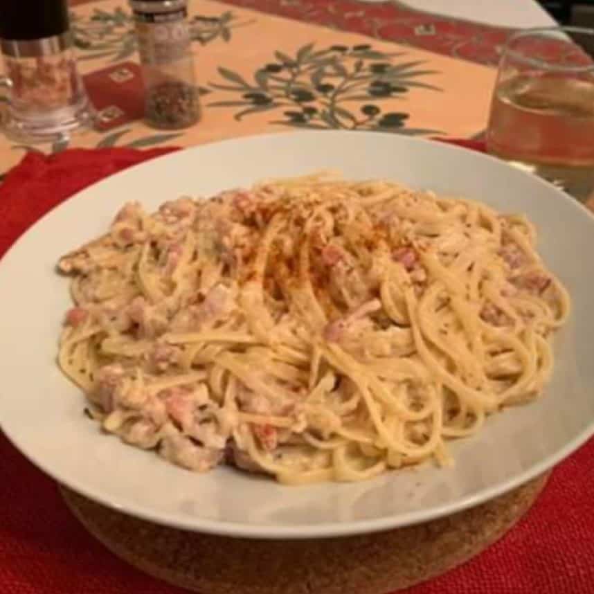 101pastas 022 Crab meat and bacon linguine by Jim Delaney Herd